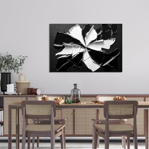 Abstract Wall Art Decor Modern Wall Art Pictures for Living Room Minimalist Black and White Wall Art Prints Abstract Canvas Art Wall Decor Flowers Artwork for Walls Home Office Decorations 24" X 36" - Image 6