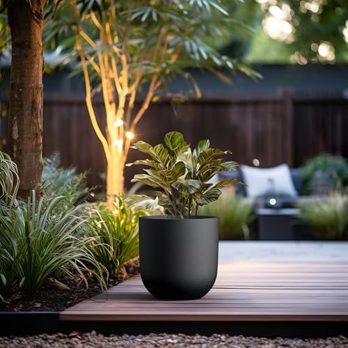 Kante Small Round Capsule Black Concrete Planter 11" Dia, Outdoor - Image 5