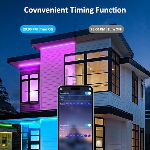 400FT Outdoor RGB LED Strip Lights, IP65 Music Sync Led Lights with App Control and Remote,Color Changing Waterproof Led Rope Lights for Outdoor, Balcony, Roof, Garden, Stairs - Image 5