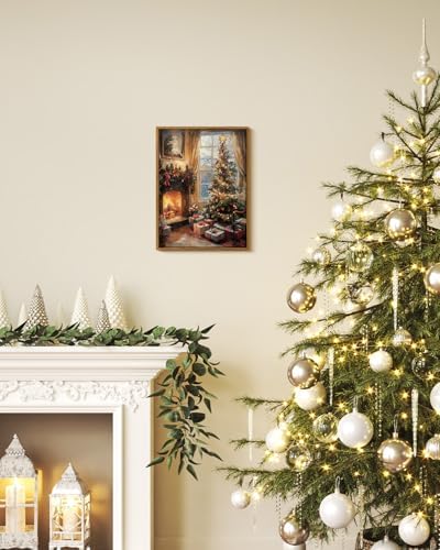 InSimSea Framed Wall Art, Vintage Christmas Tree Xmas Holiday Decor,12x16In - Image 2