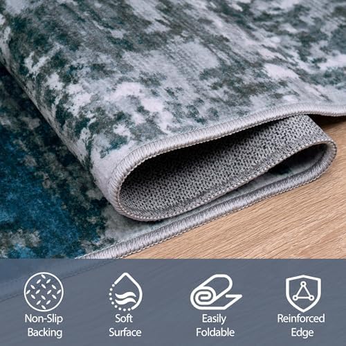 9x12 Area Rugs for Living Room Washable Bedroom Dining Room Navy Grey - Image 4