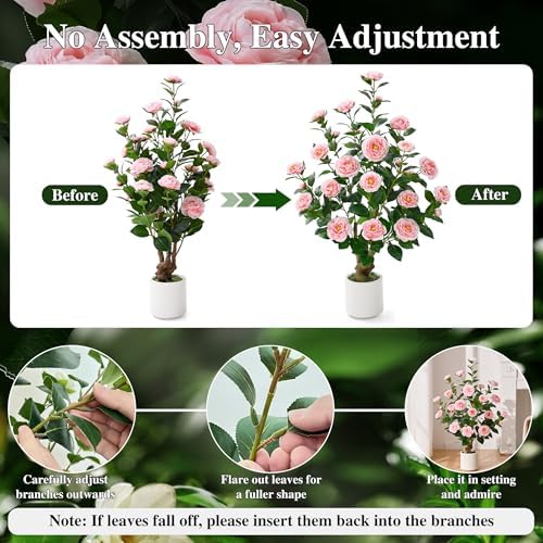 2 Pack 38" Artificial Camellia Tree, Artificial Trees Plants Outdoor - Image 5