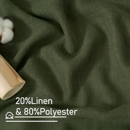 LAMIT Linen Semi Sheer Curtains 96 inches Long 2 Panels Set, Olive Green - Image 3