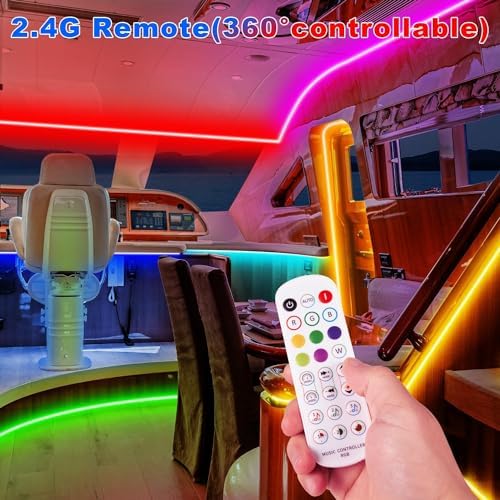 100FT Boat Lights LED Waterproof, 12V Marine Light Strip for Boat, RGB Marine LED Strip 12V with App & Remote for Pontoon Interior and Exterior, Night Fishing Lighting for Jon, Yacht, Kayak, Deck - Image 5