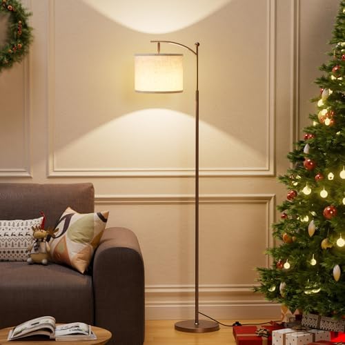 Ambimall 60" Floor Lamp for Living Room with 3 Color Temperatures, Adjustable Beige Shade with Brown Pole, Tall Lamp for Bedroom Office Classroom Dorm Room, 9W Bulb Included - Image 7