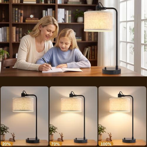 Black Table Lamp Set of 2, USB A+C, 180° Adjustable Bedside Lamps, Dimmable - Image 4