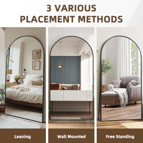 LFT HUIMEI2Y 76"x34" Arch Full Length Mirror, Black Floor Mirror - Image 6