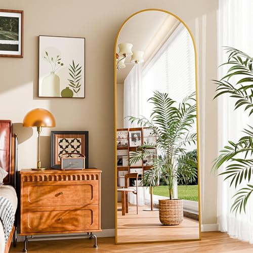 58"x19" Floor Mirror Full Length, Arched Full Length Mirror with Stand, Full Body Mirrors for Bedroom Living Room or Cloakroom Gold - Image 2
