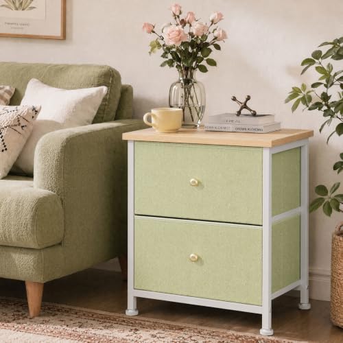 Sweetcrispy Nightstand with 2 Storage Drawers, Small Bedside Table - Image 2