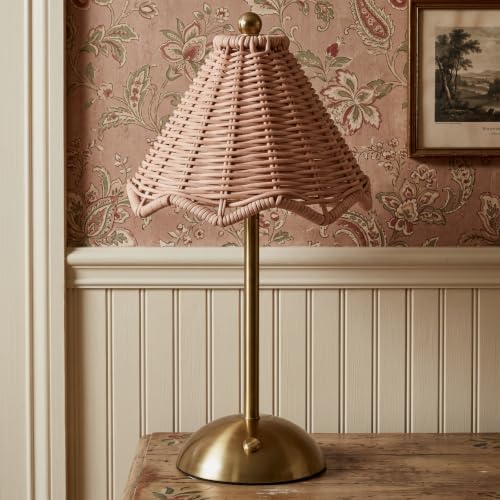 1 Pack Wedding Rattan Bow Cordless Table Lamps Rechargeable, Wicker LED Desk Lamp, 3 Colors Smooth Dimming, Portable Table Decor with Bows for Dining by Unknown