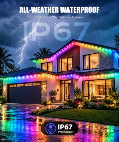 300Ft Permanent Outdoor Lights, RGB+IC Smart LED Eave Lighting with App/Remote Control,IP67 Waterproof,16 Million Colors,Scene Modes, DIY Music Sync, for Christmas, Holiday & Party Decor - Image 5