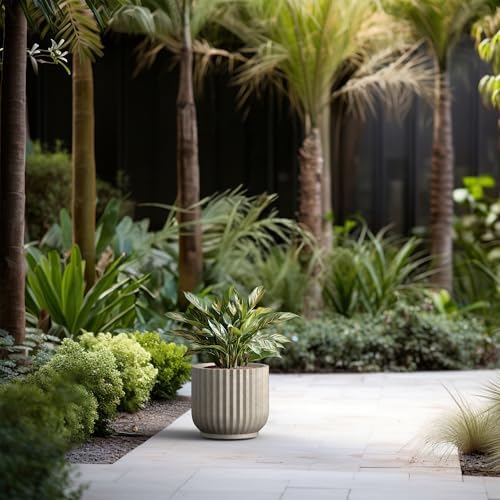 Kante Small Round Pedestal Weathered Concrete Planter 11" Dia, Outdoor - Image 5