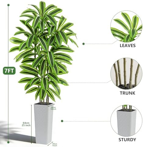 Artificial Yellow Dracaena Tree 7FT, Tall Fake Plants Indoor - Image 6