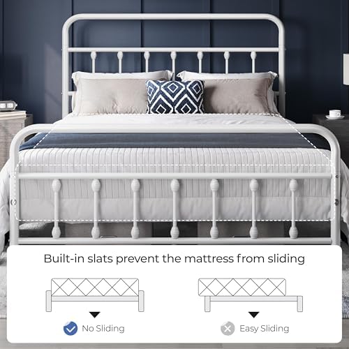 Yaheetech Full Metal Platform Bed Frame, Victorian Headboard & Footboard - Image 4