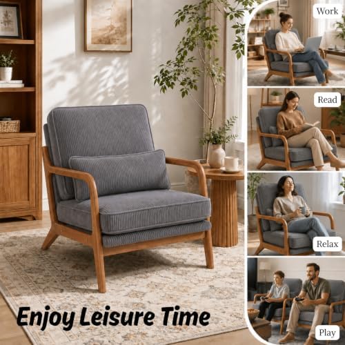 Karl home Mid-Century Modern Accent Reading Chair, Grey - Image 4
