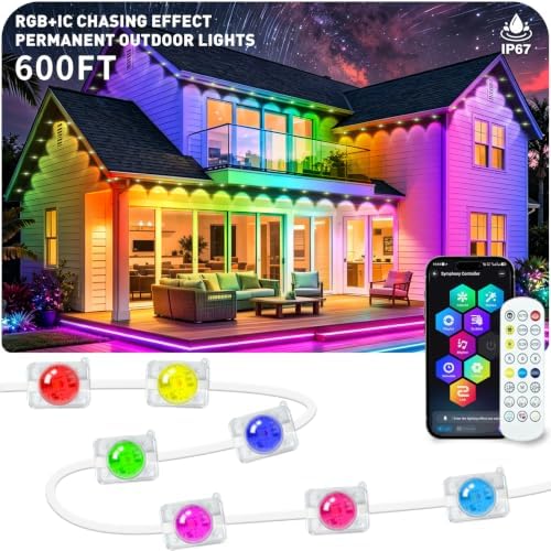 600FT Permanent Outdoor Lights RGB+IC, Chasing Effect Eave LED Lighting by Unknown