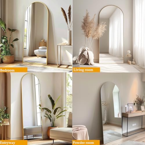 Dewfig Mirror Full Length, 64"X21" Arched Floor Mirror, Gold - Image 3