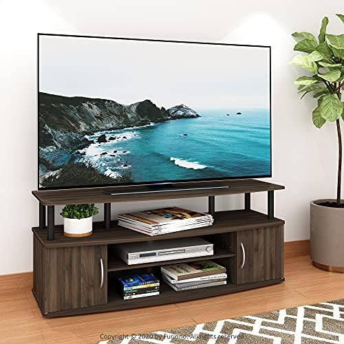 Furinno JAYA Large Entertainment Stand for TV Up to 55 Inch, Columbia Walnut/Black - Image 3