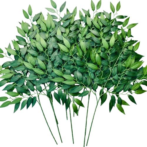 18Pcs Italian Ruscus Greenery Stems 26" Artificial Silk Greenery Leaves for DIY Wedding Arch Bouquet Filler Table Centerpieces Home Indoor Decor by FUNORNAM
