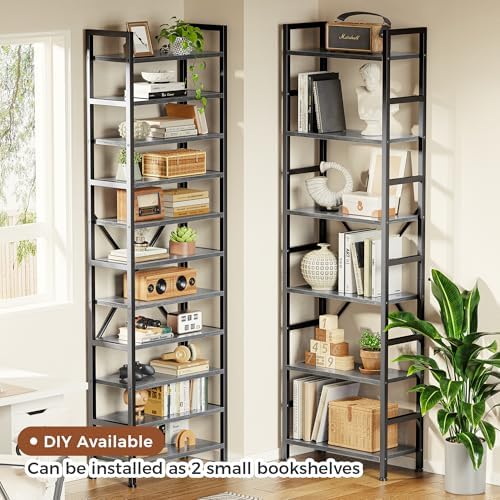 SUPERJARE Triple Bookshelf, Bookcase with 17 Open Display Shelves, Wide Book Shelf Book Case for Home & Office, 6 Tier, Grey - Image 4