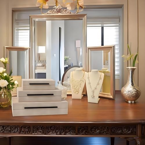 Decorative Boxes with Lids, Set of 3 Faux Leather Decorative Box, Large Modern Decorative Boxes with Lids for Home Decor, Photo Boxes, Organizer Box (Ivory) - Image 5