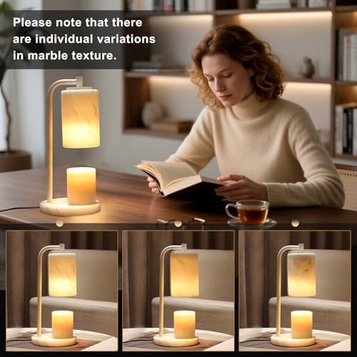 Marble White Candle Warmer Lamp, Bedroom Home Decor Marble Base White Electric Candles Warmer with Timer & Dimmer, Housewarming Gifts, Spring & Easter Decorations - Image 5