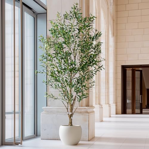 Large Fake Olive Tree Tall Artificial Trees with Pot Indoor Outdoor Realistic Floor Faux Plastic plantas for Modern Home Living Room Office Corner Farmhouse Fake Olives Plants Decor Housewarming Gift - Image 2