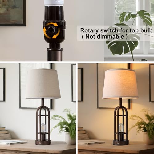 SRJJA 24" Farmhouse Touch Table Lamps for Living Room Set of 2 with USB A+C - Image 3