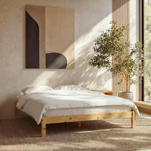 LIFEMENT Full Bed Frame Classic Wood Platform, Noise Free, Under Bed Storage, No Box Spring Needed, Easy Assembly, Natural Natural by LIFEMENT