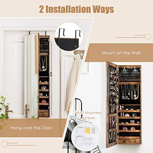 GIANTEX Wall or Door Mounted Jewelry Armoire with Full Length Mirror, 47.5" - Image 5