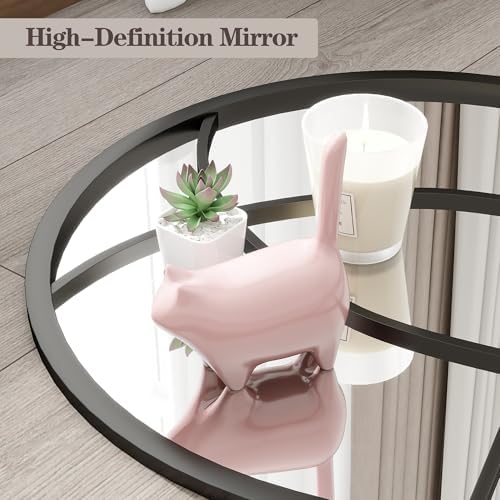 Dewfig Arched Full Length Mirror, 65"x 22" Windowpane Floor Mirror, Black - Image 6