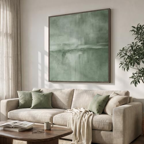 Extra Large Framed Green Abstract Wall Art Decor for Living Room, 48x48 In - Image 2