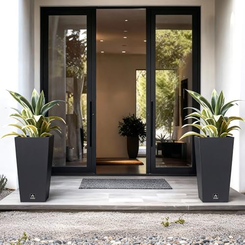 Tall Outdoor Planter 30 Inch 2-Pack, Tapered Design with Drainage Holes - Image 5