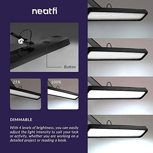 Neatfi XL 2,500 Lumens 30W LED Task Lamp with Clamp | 324 SMD LEDs | CCT | 5 Light Modes | 3000K–6000K | Dimmable | Adjustable Arm with Clamp | Desk Light for Home (Black, 22-Inch Wide Shade) - Image 5