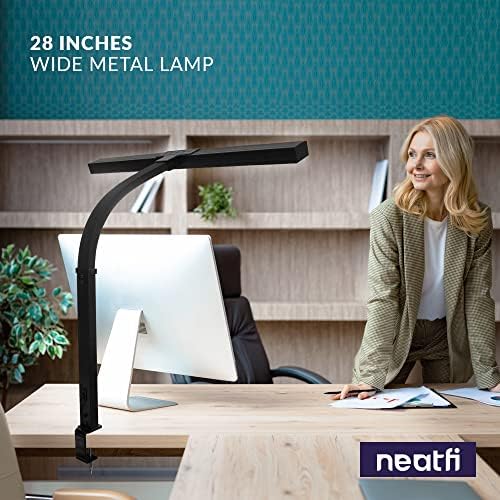 Neatfi 3,000 Lumens LED Desk Lamp with Clamp | Dimmable | 5 Brightness Levels & 5 Light Modes | Memory Function | Eye-Caring Flexible Lamp for Home & Office (28 Inches, Black) - Image 3