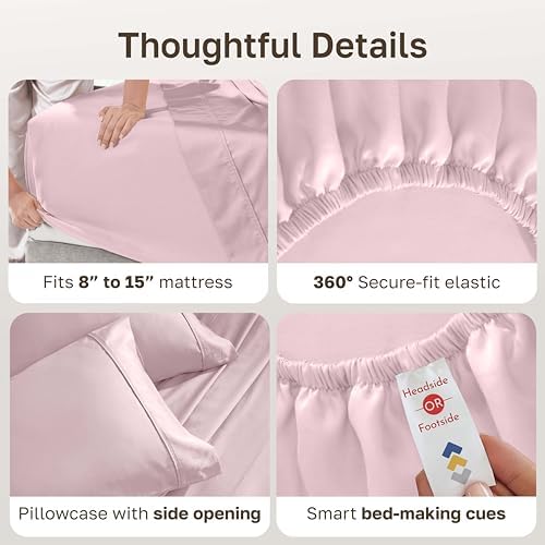 California Design Den Soft 100% Cotton Sateen Twin Size Sheets, 3 Pcs Set - Image 4