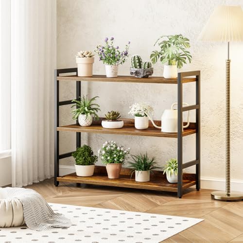 NUMENN Wide Bookshelf, 3 Tier Freestanding Shelving Unit, Vintage - Image 5