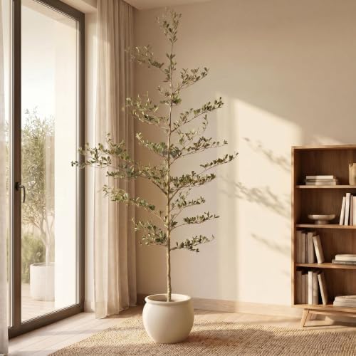 7FT Artificial Olive Tree, Faux Plants Indoor, Fake Tree with Black Pot by Unknown