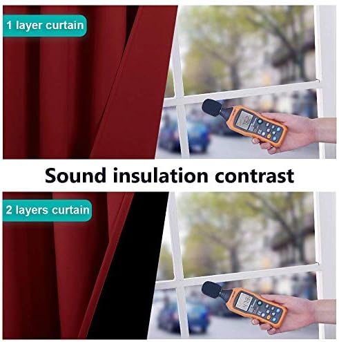NICETOWN Living Room Completely Shaded Draperies, Privacy Protection & Noise Reducing Ring Top Drapes, Black Lined Insulated Window Treatment Curtain Panels(Burgundy Red, 2 Pieces, W55 x L78) - Image 4