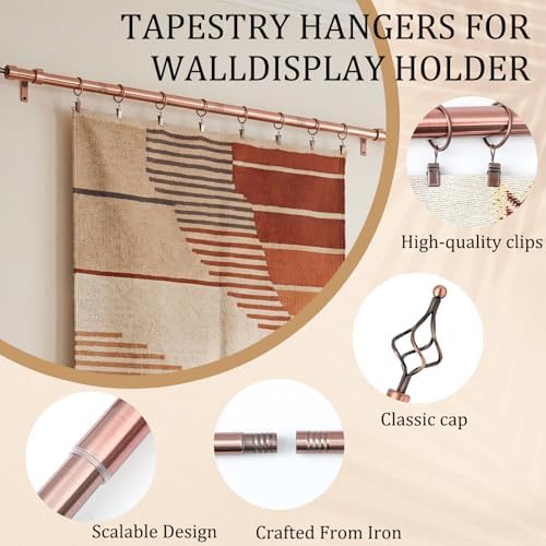 Marsui Quilt Hanger for Wall Display, Spiral Cap Tapestry Rod 32"-79",Brass - Image 6