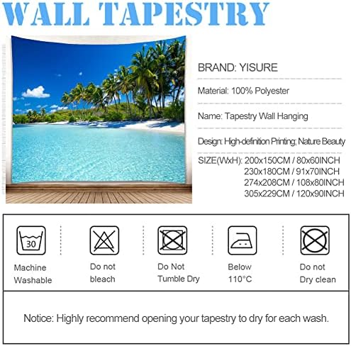Large Tapestry Wall Hanging W108"xL80", Ocean Forest Backdrop Nature Poster - Image 5