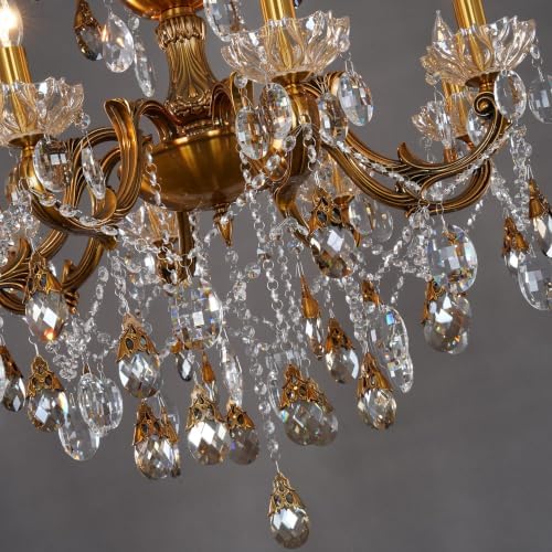 Antique Gold Bronze Crystal Chandeliers Candle Style Pendant Light - Image 3