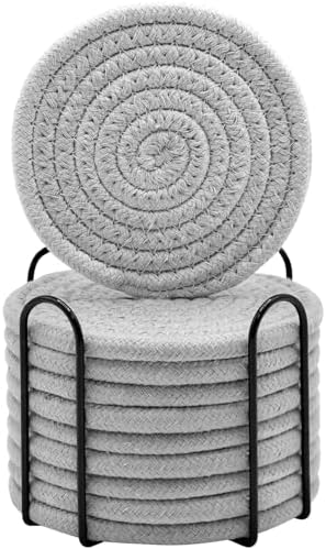 Woven Drink Coasters with Holder, Coasters for Drinks Set of 10 by ABenkle