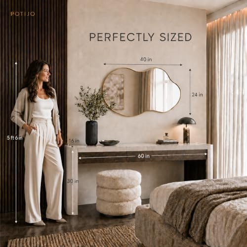 Irregular Wall Mirror 24×40 Inch Wall Mirrors Decorative Gold Modern Asymmetrical Abstract Mirror for Bathroom Bedroom Living Room Entryway Hallway - Image 2