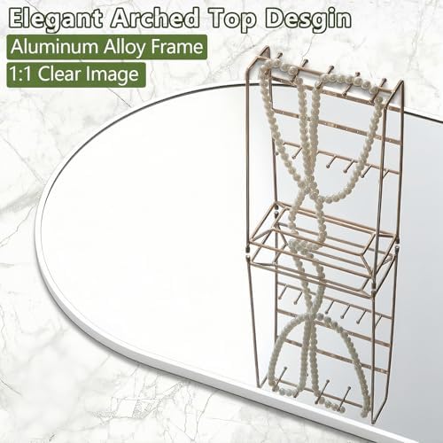 Prywot Arched Full Length Mirror, 70"x26" Free Standing Floor Mirror, White - Image 4