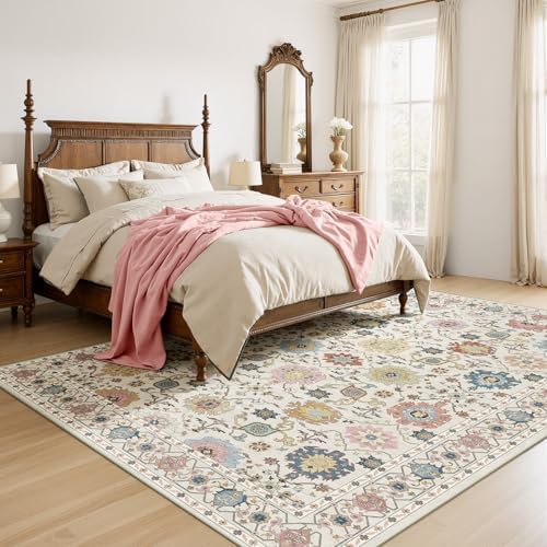 Amada Vintage Washable Area Rug,8'x10',Beige/Multi - Image 3