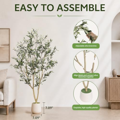 5FT Artificial Olive Tree Indoor with Elegant White Planter - Image 3