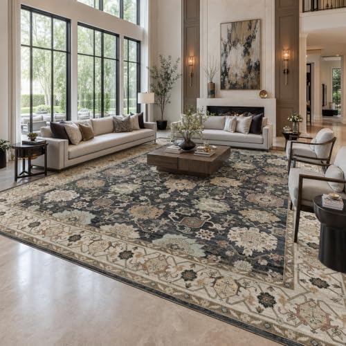 Amada Vintage Washable Area Rug,9'x12',Black/Brown - Image 2