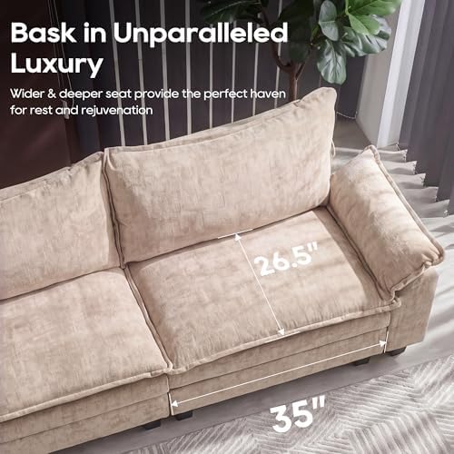 URRED Oversized Modular Sectional Sofa，Khaki：87" L Shaped - Image 5