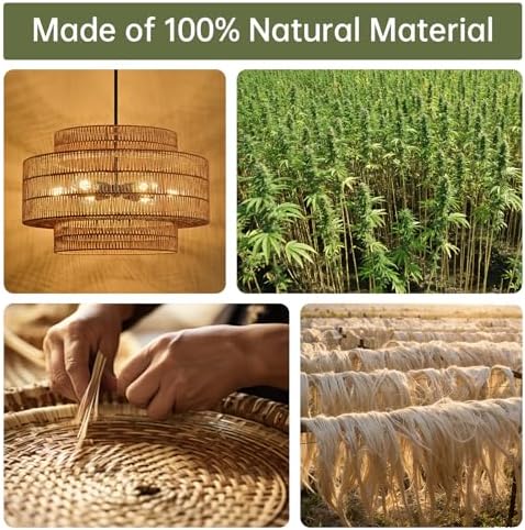 24" Rattan Chandelier for Dining Room, Large Boho Pendant Light - Image 3